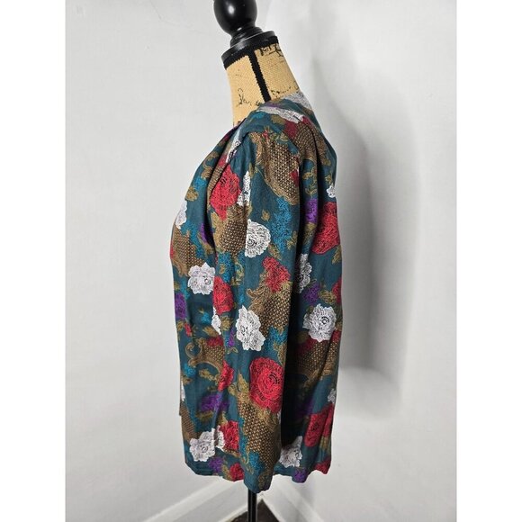 Vintage 80s Romantic Boho Floral Open Front Jacket - Picture 4 of 12
